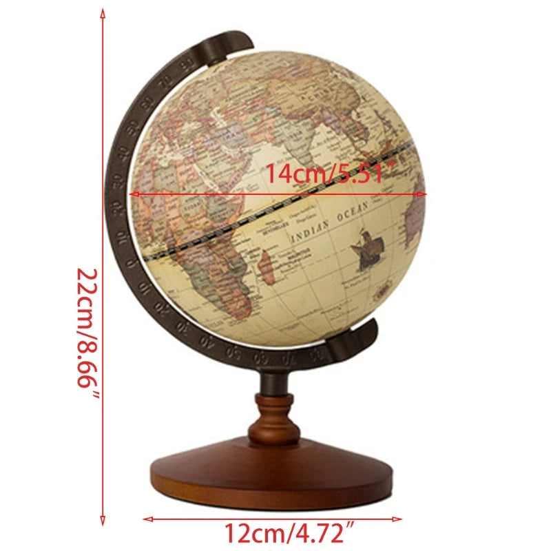 Vintage Wooden World Globe with Metal Stand 2