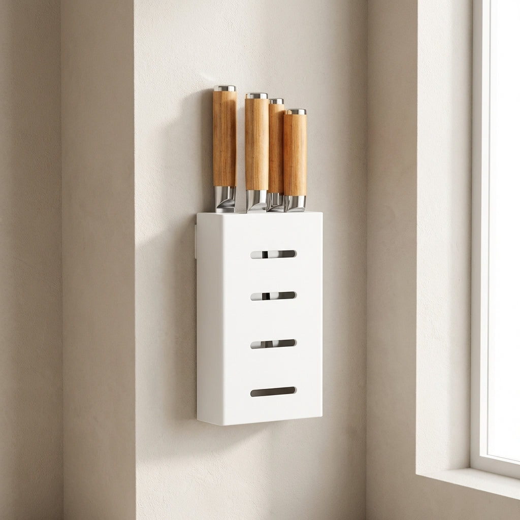 Wall-Mounted Knife Holder for Kitchen Organization - No-Drill Adhesive Knife Storage 1