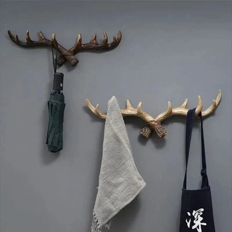 Wall Mounted Coat Rack Resin Antler Design Multi Hook Entryway Storage 2