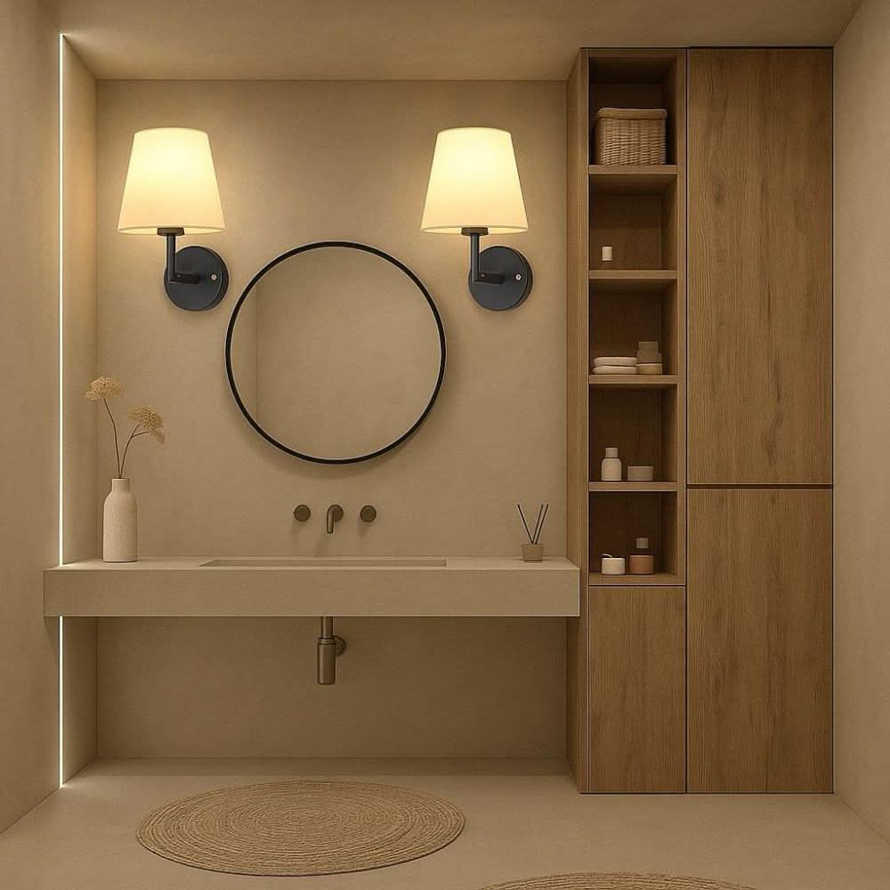 Wireless Fabric Wall Sconce Lights with Remote Control - Dimmable 2-Pack 4