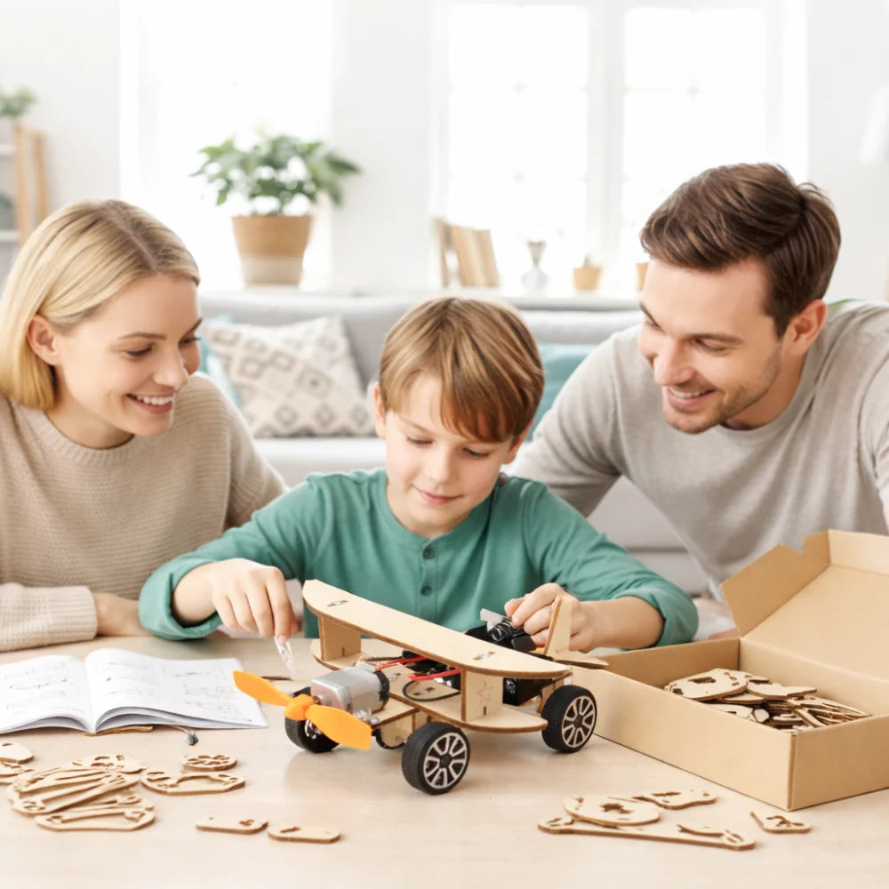 Wooden DIY STEM Car Building Kit Creative Learning Toy for Kids 6