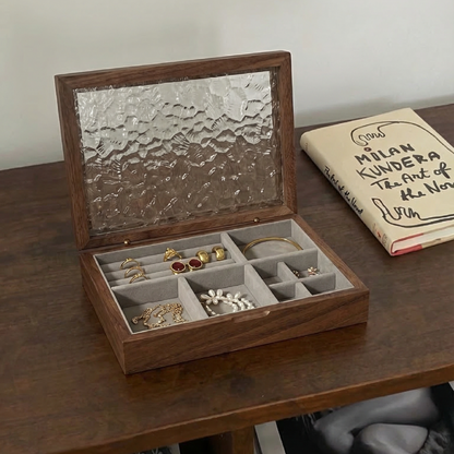 Wooden Jewelry Box | Velvet Lining | Multiple Compartments | Natural Wood Finish 0