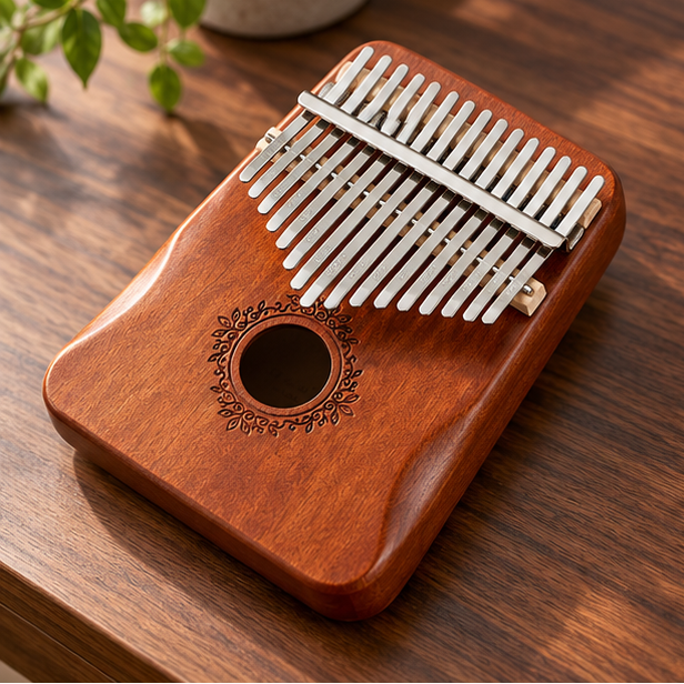 Royelle 17 Key Mahogany Wood Kalimba Thumb Piano-Beginner Finger Instrument