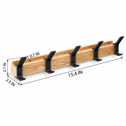 Royeva Wooden Wall Mount Coat Rack With Adjustable Double Hooks-Entryway Organizer