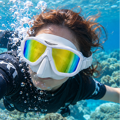 Royelle Panoramic Scuba Diving Mask-Anti Fog Snorkeling Goggles White