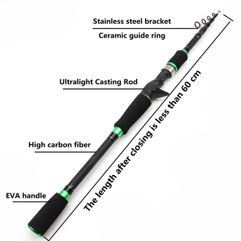 Novara Portable Carbon Fiber Baitcasting Fishing Rod And Reel Combo