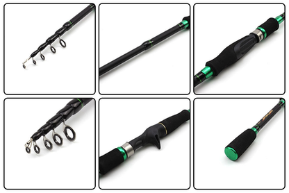 Novara Portable Carbon Fiber Baitcasting Fishing Rod And Reel Combo
