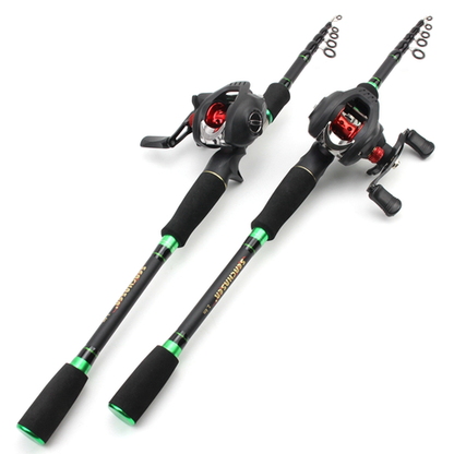 Novara Portable Carbon Fiber Baitcasting Fishing Rod And Reel Combo