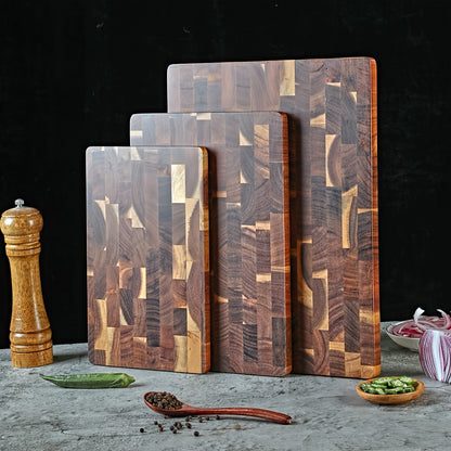 Eloria Acacia Wood End Grain Cutting Board for Kitchen Prep & Serving