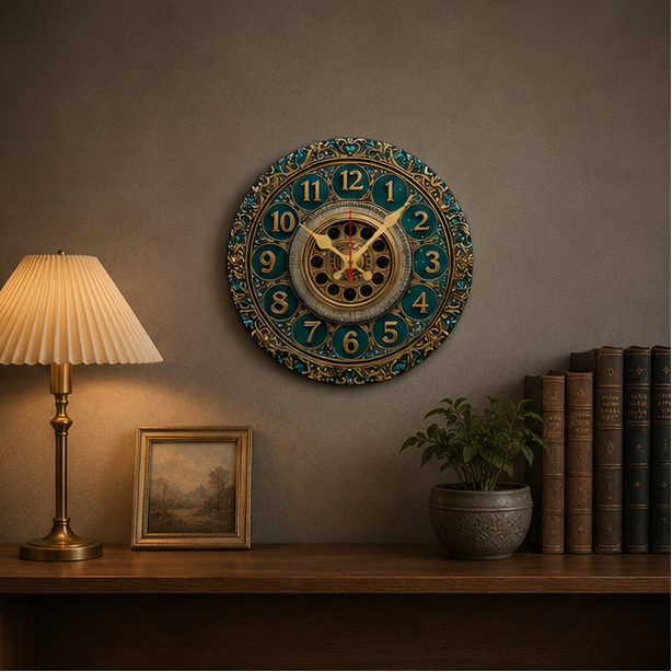 Eloria Vintage World Map Silent Wall Clock - Nautical Round Wood Decor