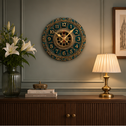 Eloria Vintage World Map Silent Wall Clock - Nautical Round Wood Decor