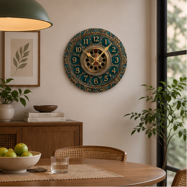 Eloria Vintage World Map Silent Wall Clock - Nautical Round Wood Decor