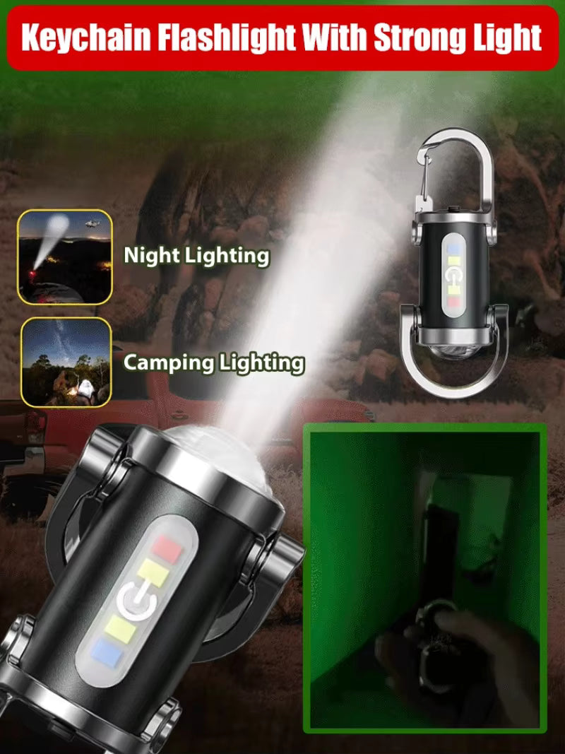 Sovere Mini Keychain Flashlight - Rechargeable LED Pocket Light with 7 Modes