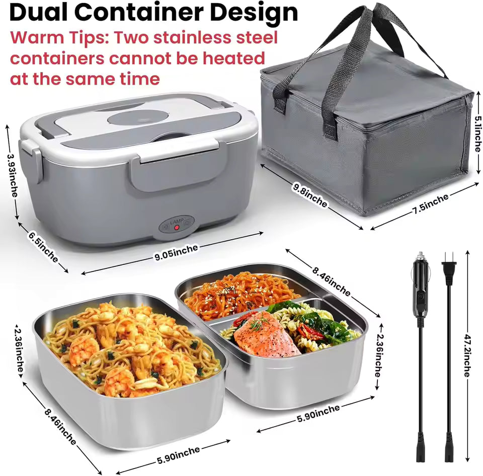 Ambra Electric Lunch Box with Insulated Carry Bag - 3-in-1 Food Heater for Travel