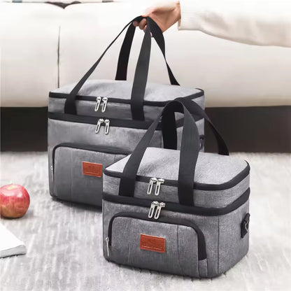 Sovere Insulated Lunch Bag - Large Capacity Double Layer Cooler Tote for Travel & Picnics