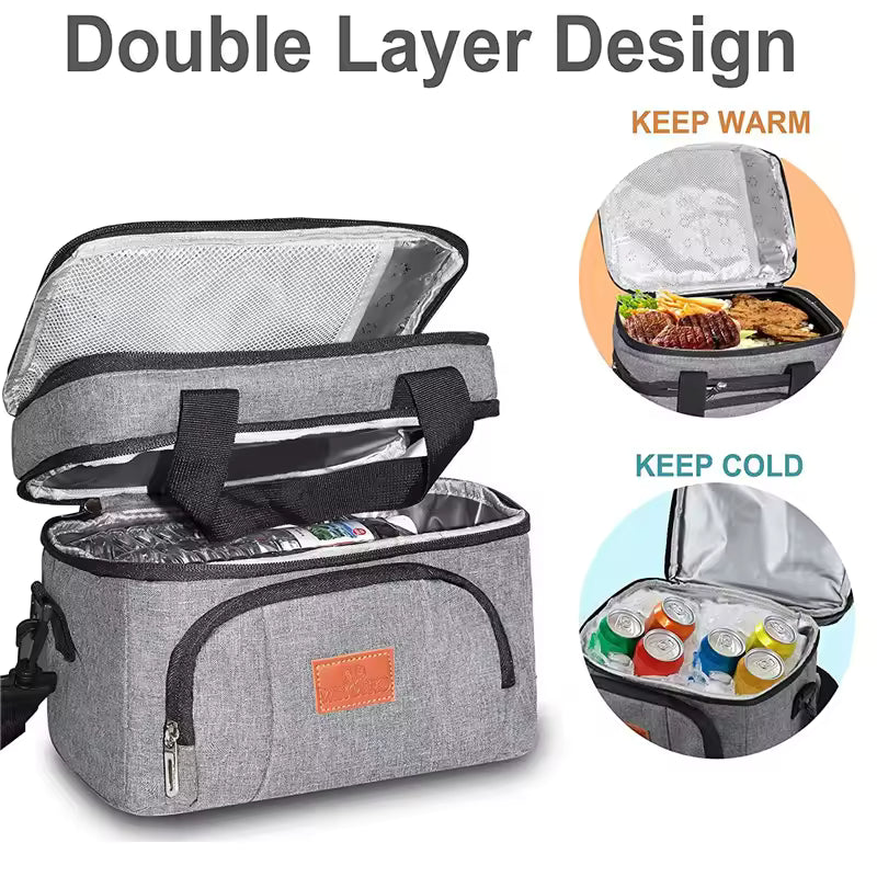 Sovere Insulated Lunch Bag - Large Capacity Double Layer Cooler Tote for Travel & Picnics