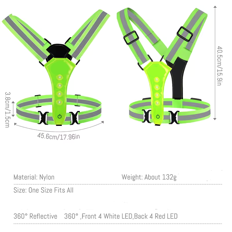 Sovere High Visibility LED Safety Vest with Reflective Strips for Runners and Cyclists