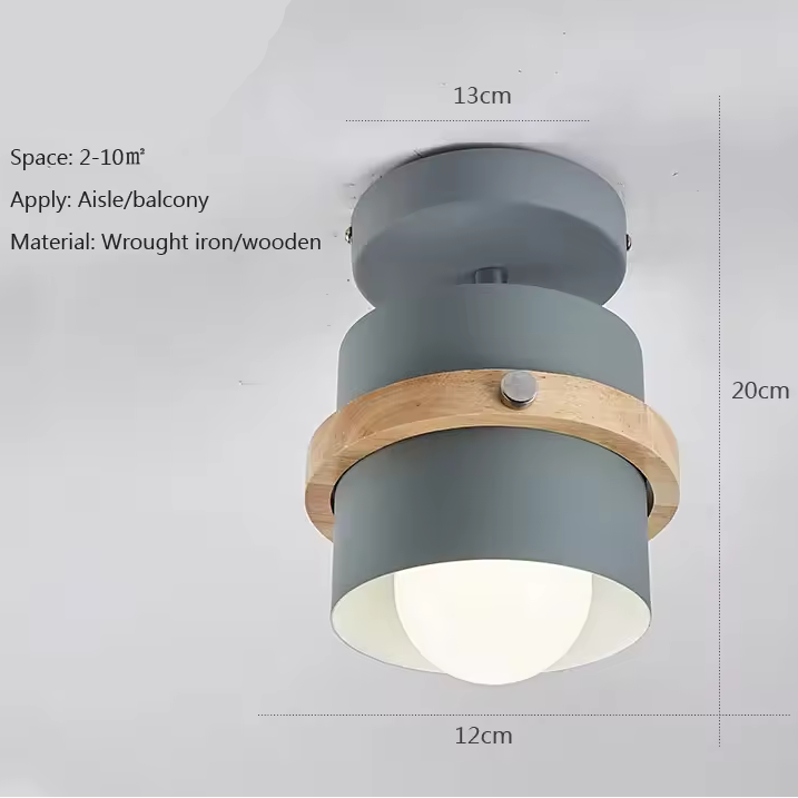 Rotating Ceiling Light with Layered Wood and Metal Design for Indoor Spaces