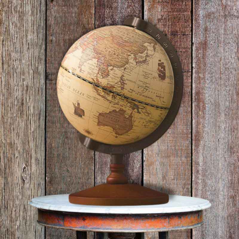Novara Vintage World Globe with Stand - Decorative Antique Desk Globe
