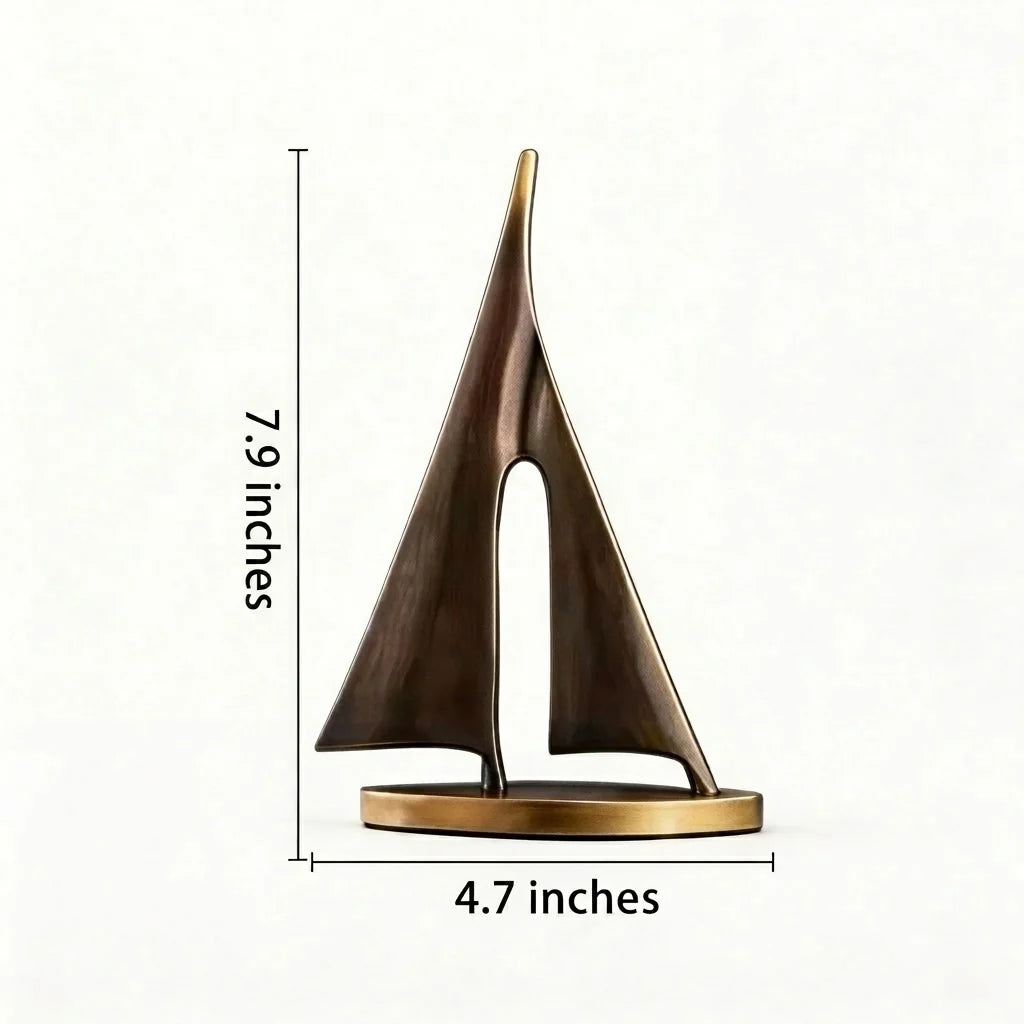 Royeva Gold Sailboat Sculpture-Modern Coastal Table Decor