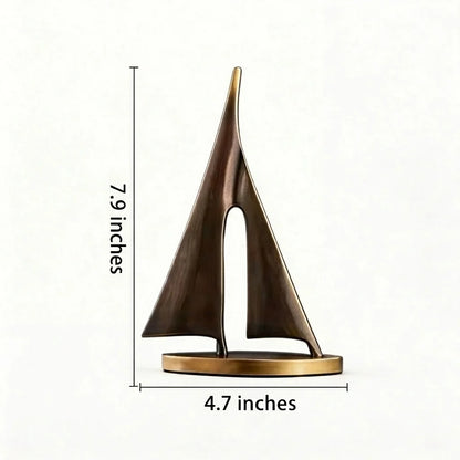 Royeva Gold Sailboat Sculpture-Modern Coastal Table Decor
