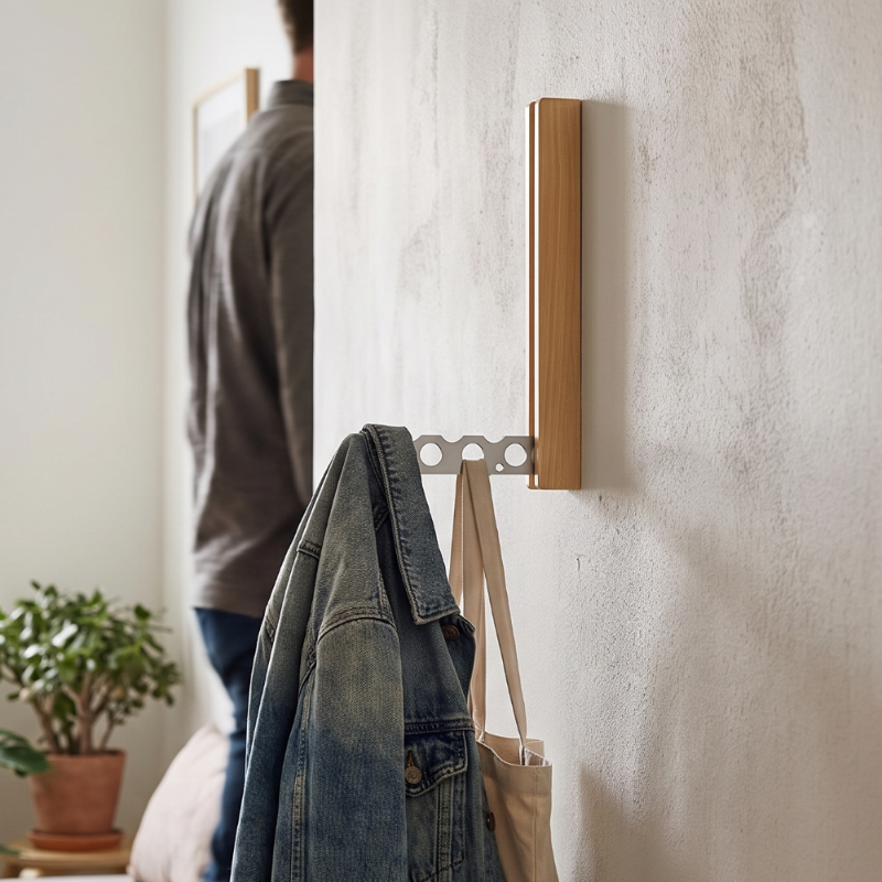 Royeva Foldable Wooden Wall Mounted Coat Rack-Space Saving Hallway Hanger