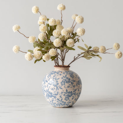 Royora French Country Blue White Floral Ceramic Vase Rustic Home Decor