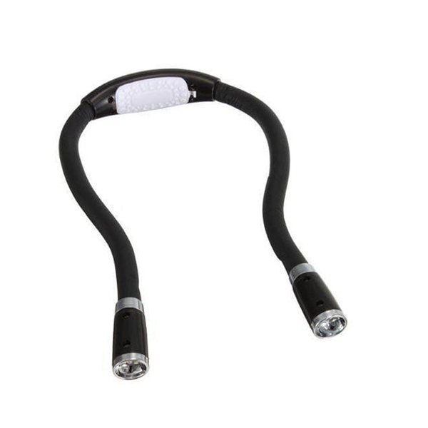Black flexible neck light on a white background