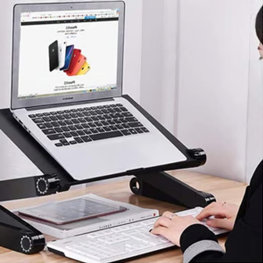 Novara Adjustable Ergonomic Laptop Stand with Mouse Pad and Cooling Fan