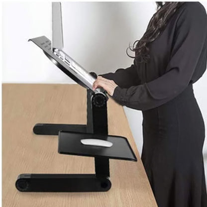 Novara Adjustable Ergonomic Laptop Stand with Mouse Pad and Cooling Fan