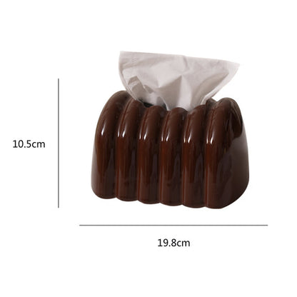 Royeva Modern Fluted Ceramic Tissue Box Cover - Decorative Ribbed Tissue Dispenser