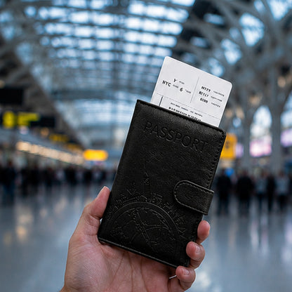 Luxoria RFID Leather Passport Holder with Card Slots and Elegant Finish for Travel