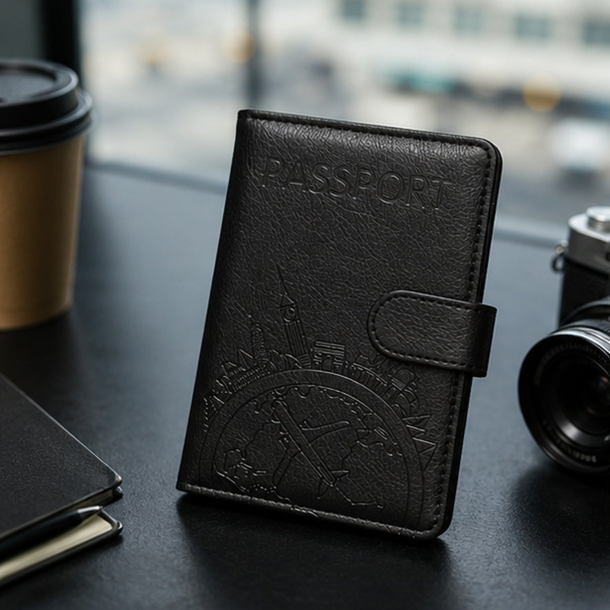 Luxoria RFID Leather Passport Holder with Card Slots and Elegant Finish for Travel