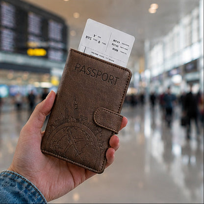 Luxoria RFID Leather Passport Holder with Card Slots and Elegant Finish for Travel