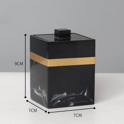 Royora Black Marble Look Resin Vanity Tray with Gold Handles