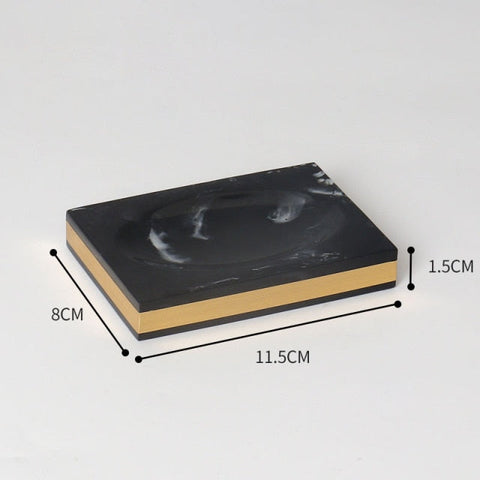 Royora Black Marble Look Resin Vanity Tray with Gold Handles