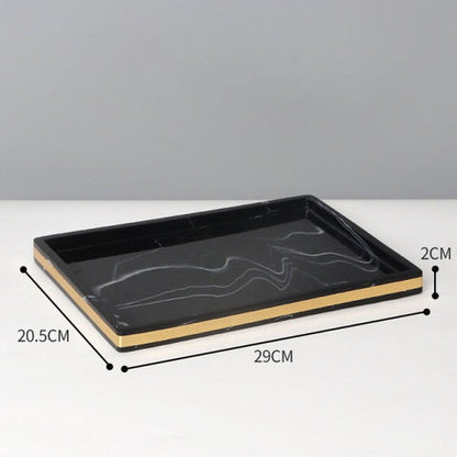 Royora Black Marble Look Resin Vanity Tray with Gold Handles