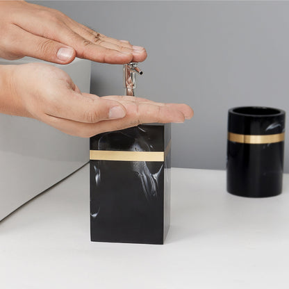 Royora Black Marble Look Resin Vanity Tray with Gold Handles