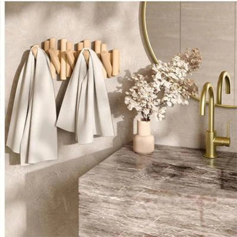 Sovere Wooden Wall Coat Rack with Fold-Down Hooks for Entryway Storage