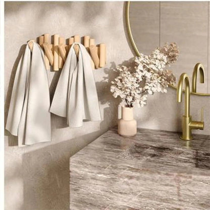 Sovere Wooden Wall Coat Rack with Fold-Down Hooks for Entryway Storage